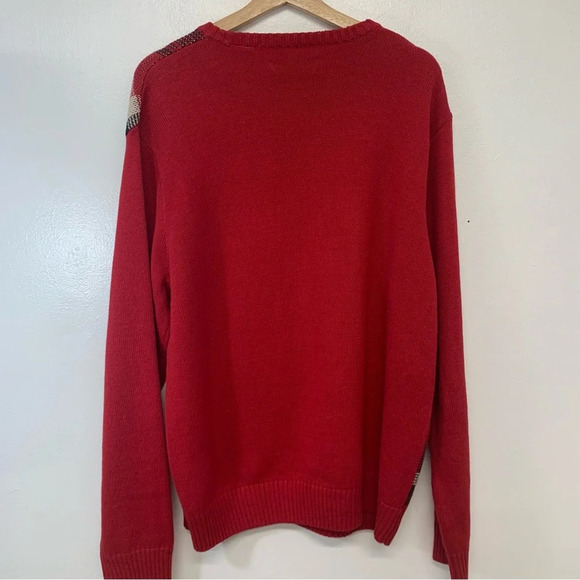 Chaps Red‎ Plaid Crew Neck Sweater Men Large  Grandpa Preppy Casual Holiday Work - Picture 5 of 10